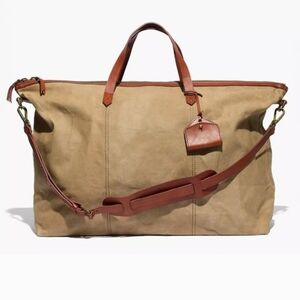 Madewell Transport Weekender Bag In Canvas With Leather Straps